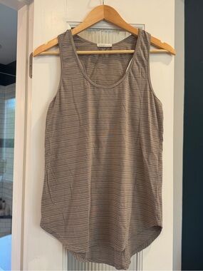 Fresh Laundry Taupe Striped Racer Back Tank Size S